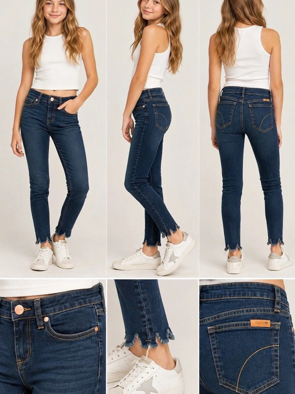 Joe’s Mid Rise Destroy Hem Skinny Jeans Skinny Jeans in Dark Blue Waist 12